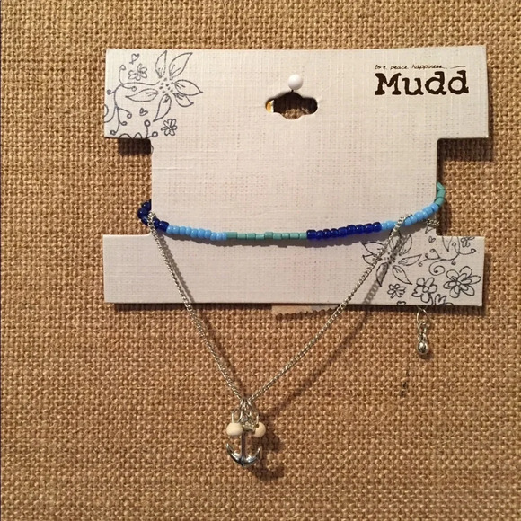 🆕 Mudd Blue & Silver Anchor Bracelet Set - Picture 1 of 4